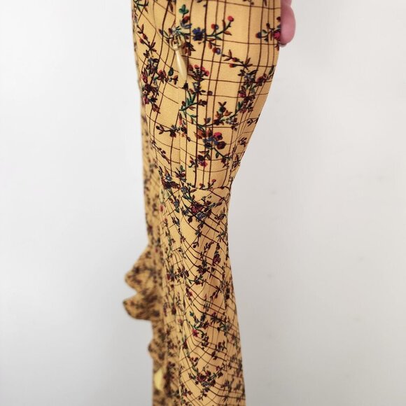 NWT Rhode Irvetta V Neck Side Slit Ruffle Dress Floral Trellis Wheat Size Small - Picture 12 of 16